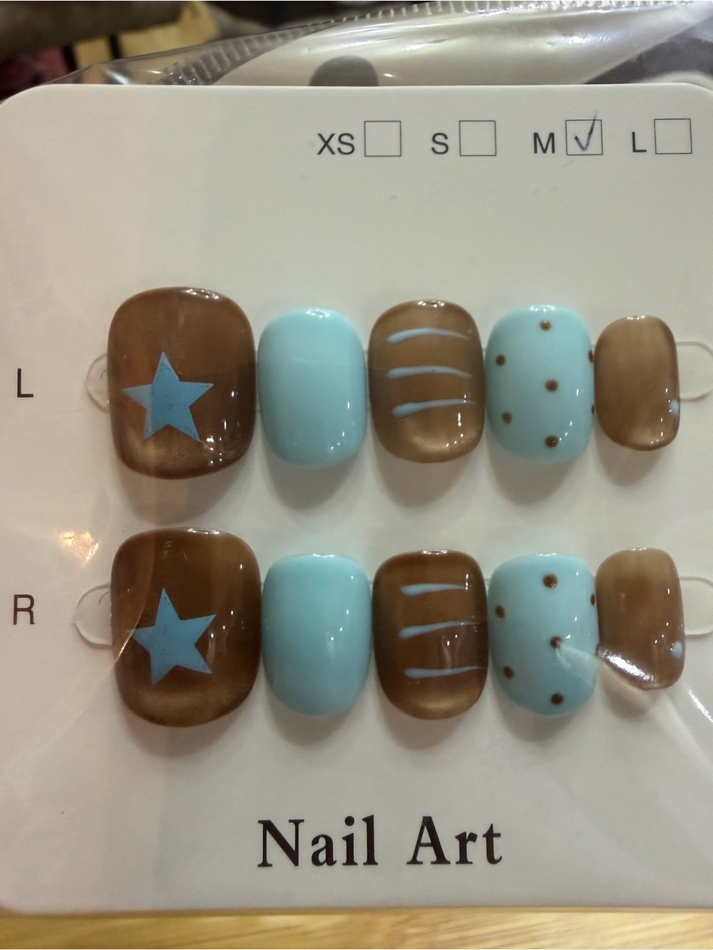 Blue, Brown and Teal Press-On Nails